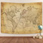 GOAOK Retro Old World Map Tapestry, Historical Atlas Educational Wall Hanging, Brown, 80x60 Inch