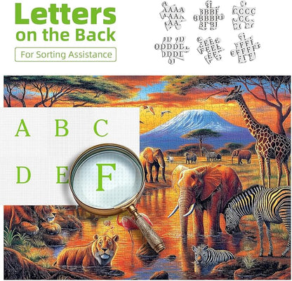 1000 Piece African Safari Jigsaw Puzzle - Wildlife Photography Art, Challenging Animal Puzzle for Adults 27.5x19.7 Inch