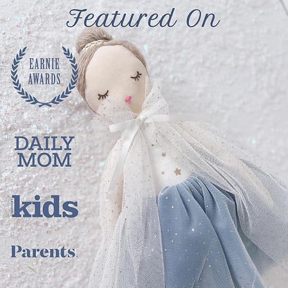 MON AMI Princess Doll Estelle – 15”, Soft & Elegant Stuffed Plush Princess Doll, Use as Toy or Room Decor, for Kids of All Ages