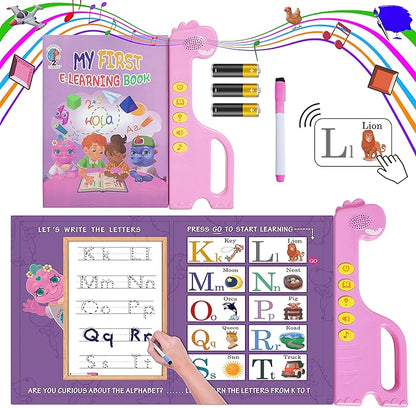 Curious 2 Learn ABC Learning for Toddlers, Busy Book, Speech Therapy, Alphabet Sound Book, Preschool Learning Activities, Letter Tracing, English & Spanish, Educational Toys - Age 3+ Girls / Boys