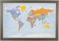 Push Pin Travel Maps - Blue Oceans World - Barnwood Gray Framed Pin Map for Tracking Your Travels - 27.5" x 39.5" - 8 Handcrafted Frame Options - Made in USA - Ideal for Any Traveler