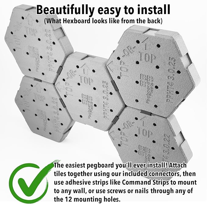 Hexagon Pegboard Tiles, 4.5"x4" each, 5-Pack, Normal-Sized Holes, Make Custom Designs, Easiest to Mount, Expand Existing Pegboard or Fill In Unused Space, Hexboard (Electric Blue, 4 Inch)