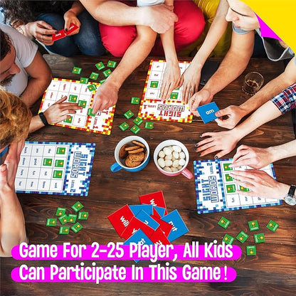 Sight Word Bingo Game, 144 Sight Words Learn to Read Level 1 & Level 2 Bingo Board Game Dolch's & Fry's Words Lists for Kindergarten and Preschool, Grade 1st, 2nd, Kids 4-8 (Up to 25 Players)