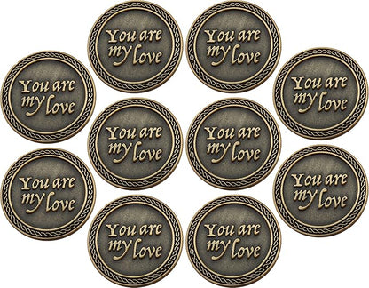 Bulk Set of 10 Romantic Love Expression Coins, You are My Love, All I Want is You, Anniversary Pocket Tokens for Date Night, Love Gift for Men & Women, from Him or Her