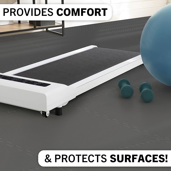 EVA Foam Mat Tiles 6-Pack - 24 SQ FT of Interlocking Padding for Garage, Playroom, or Gym Flooring - Workout Mat or Baby Playmat by Stalwart (Gray)