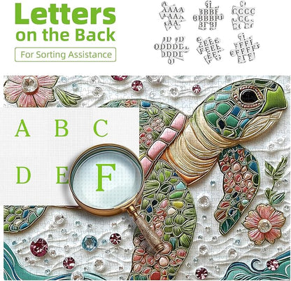 Sea Turtle Jigsaw Puzzles for Adults 500 Pieces Colorful Crystal Flower Ocean Puzzles Pretty Diamond Art Puzzle Difficult Unique Family Challenging Games Gift for Teens Adults Puzzle (20"x20")