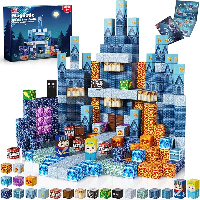 Magnetic Blocks - 100 PCS Magnetic Building Blocks - Magnet Cubes Toys Stacking,STEM Montessori Sensory Toys for 3+ Year Old Boys & Girls Birthday Gifts