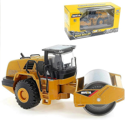 Gemini&Genius Road Roller Toy for Kids, Heavy Duty Construction Vehicle Toys 1-50 Scale Alloy Road Trucks, Car Toys Collection, Display and Play Truck for Kids (Brown)