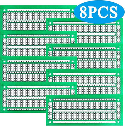 YUNGUI Printed Circuit Board,47X116MM PCB Strip Breadboard for Electronic Project and DIY Soldering(Pack of 8),Green