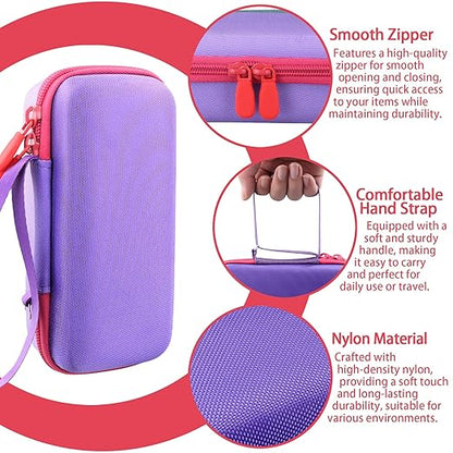 co2CREA Hard Case for 3Doodler Start+ Essentials (2024) 3D Pen Set - Storage Organizer with Custom Slots for Art Activity Set, Printing Filament Refill and USB Charger, Purple Case + Rose Red Zipper