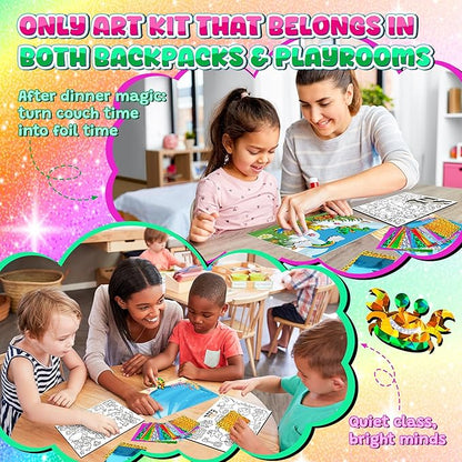 Sinceroduct Foil Art Kit for Kids, Princess Fun-Foil Art Craft Supplies for Kids Ages 4-8,Mess Free Coloring, Foils Foam Sticker,Children DIY Creative Activity Travel Toy,Birthday Gift for Boy & Girl.