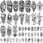 Temporary Tattoos for Adults, 47 Sheets Baroque Religious Flower Skull Designs Fake Tattoos, 17 Half Arm tat and 30 Small temp Tattoos