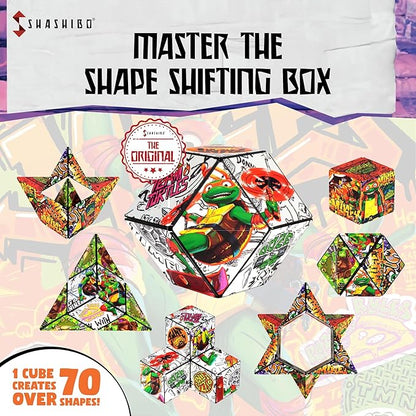 SHASHIBO Teenage Mutant Ninja Turtles Shape Shifting Box - STEM Magnetic Fidget Cube That Transforms Into Over 70 Shapes, Download Fun in Motion Toys Mobile App (Mikey)