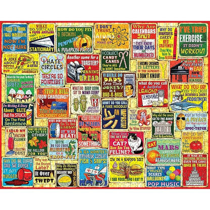 White Mountain 1000 Piece Puzzle Fun Collage Jigsaw Puzzles Gift for Adults Family and Grandparents - Dad Jokes