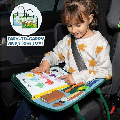 BONNYCO Busy Board for 1 Year Old Animals Montessori Busy Book for Toddlers 1-3 2-4, Felt Quiet Book Baby, Montessori Toys, Toddler Learning Toys Travel Airplane Car | Educational Activity Board
