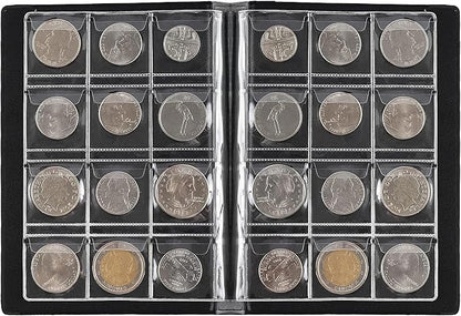 Coin Collection Album 120 Pockets - 3x3cm/1.2x1.2 inch Coin Holder Book Coin Storage Album Money Penny Pocket for Collectors Blue CS0112BL