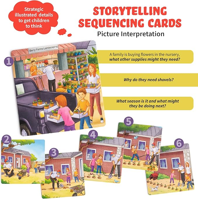 Sequencing Cards for Storytelling, Speech Therapy Game, Special Education Materials, Sentence Building, Problem Solving, Homeschooling Sequence Cards, Autism Game, Picture Sences, SEL