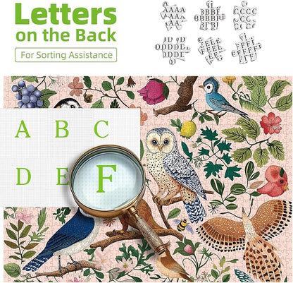 500 Pieces Puzzles for Adults Forest Birds Jigsaw Puzzles 500 Pieces Difficult Fun Owl and Floral Unique Beautiful Birds Flowers Family Puzzle Challenging Games Gift for Adults (21"x15")