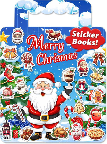 Reusable Sticker Book for Toddlers 2-4 Years, Stickers for Kids, Toddler Craft Activities, Toddler Travel Toys Ages 2+ Boy Girl Birthday Gifts - Christmas