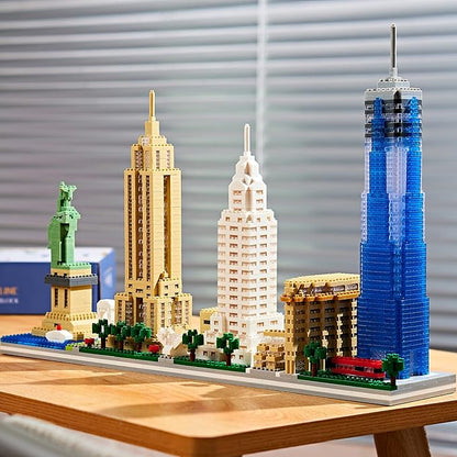 New York Skyline City Building Micro Building Block Set, Home and Office Decoration, Creative Gift for Adults（3452 PCS）