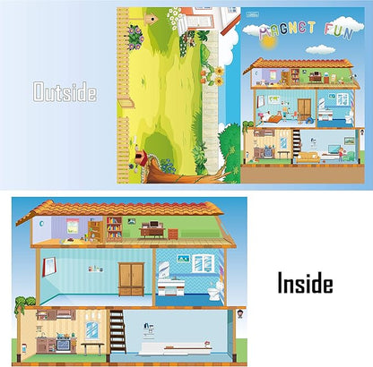Magnetic Portable Playboard Doll House Family Magnets Learning Travel Toy (65 Pcs)