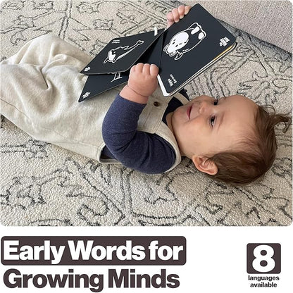 Happy Start High Contrast Baby Cards for Newborns - Black & White Cards, Water-Resistant, BPA-Free, Portable Educational Flashcards for Visual Stimulation, Award-Winning, Ages 0+ (English & Russian)