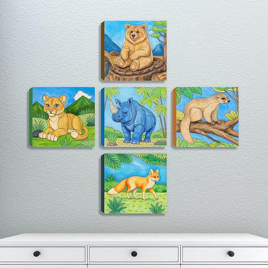 ArtPops Coloring Boxes – Pop-Up Pre-Printed Coloring Box Set – DIY Wall Art Kit for Kids – Eco-Friendly, Easy to Hang, No Frame Needed – 5-Pack, Wild Creatures