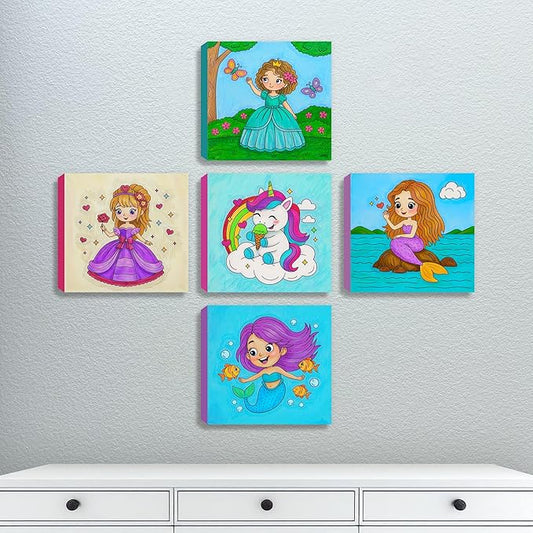 ArtPops Coloring Boxes – Pop-Up Pre-Printed Coloring Box Set – DIY Wall Art Kit for Kids – Eco-Friendly, Easy to Hang, No Frame Needed – 5-Pack, Magical Fantasies