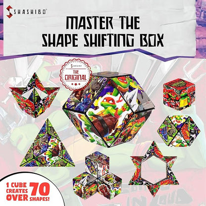 SHASHIBO Teenage Mutant Ninja Turtles Shape Shifting Box - STEM Magnetic Fidget Cube That Transforms Into Over 70 Shapes, Download Fun in Motion Toys Mobile App (Raphael)