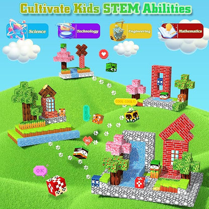 150PCS Magnetic Blocks-Magnetic Building Blocks Magnet Toys Set Stacking Forest World with Magnet Construction Toys STEM Sensory Gift for Kids Toddlers Boys & Girls Birthday Gifts Ages 3+
