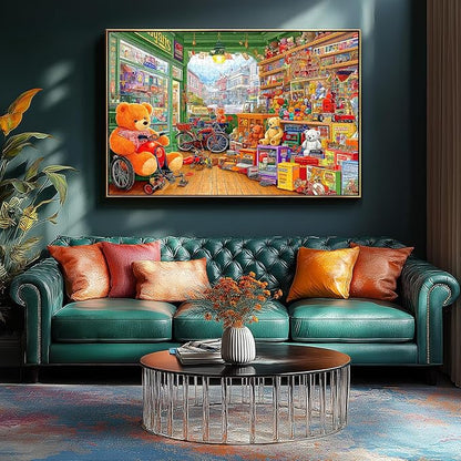 1000 Piece Puzzle for Adults Vintage Toy Store Jigsaw Puzzle Letters on Back Fun Cool Unique Adventure Scene Bears Shop Family Challenge Puzzles for Game Night (26.75" x 19.75")