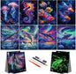 Scratch Paper Art for Adults-Glow in The Dark Scratch Painting Craft Kit (8 Sheets A4)|Foil Engraving Art Set|Stress Relief Gift for Craft Lovers|Creative Scratch Art Home Decor(Whales&Jellyfish)