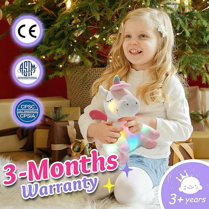 Athoinsu 12'' Light up Unicorn Stuffed Animal Soft Plush Toy with Colorful LED Night Lights Glowing Birthday Children's Day Gifts for Girls Toddler Kids Women Toys