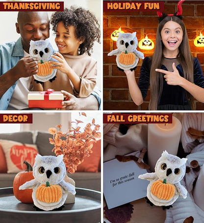 DolliBu Super Soft Owl Stuffed Animal with Pumpkin Decor and Name Personalization - Plush Animal for Fall, Halloween and Thanksgiving for Baby, Kids, Adults - 8.5 Inches