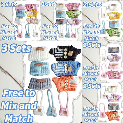 15cm & 17cm Doll Clothes Outfits Set - Premium Dress Up Bundle with Exquisite Accessories | Soft Fabric Fashion Doll Costume for 15-17cm Dolls (3set Orange+Blue+Black)