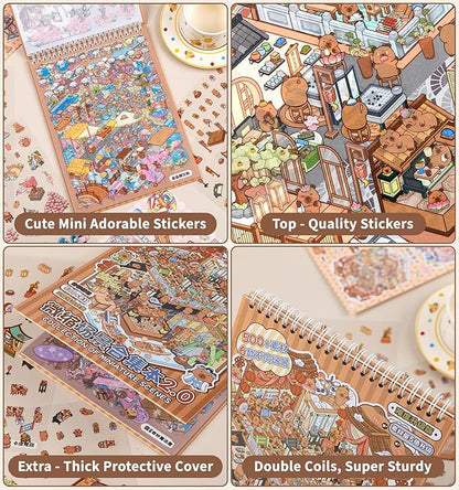 DIY 3D House Stickers, 6 Sets Fun DIY Stickers Scene Make Your Own Mini House Cute Cartoon Animal Scene Stickers for Kids Adult Sticker Art Relief Stress Pass The Time