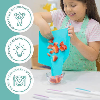 TOVLA JR. Premium Montessori Kid-Safe Knife & Cutting Board Set – Real Kitchen Tools for Toddlers & Young Kids Learning to Cook, Safe & Easy for Begin...