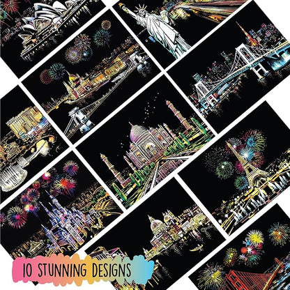 Scratch Art Book for Adults - Colorful City Series Scratch Art | Scratch Painting Foil Art for Adults | Scratch and Sketch City Series Books | Foil Engraving Scratch Art Adult (City Series)
