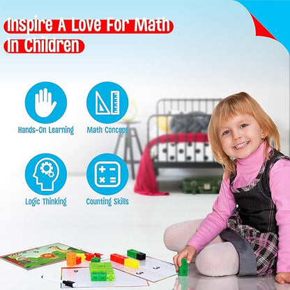 Math Linking Cubes, 100 Math Cube Manipulatives with 30 Learning Activities Number Counting Blocks Snap Linking Math Counters Fun & Educational Pre-K Counting Blocks for Preschool Kindergarten