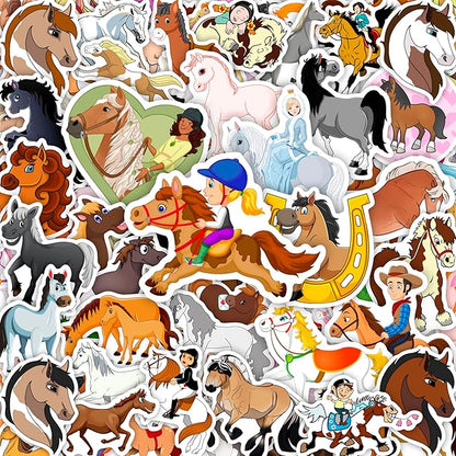 BulbaCraft 100Pcs Horse Stickers, Vinyl Horse Decals for Girls, Pony Party Favors, Gifts for Women & Men