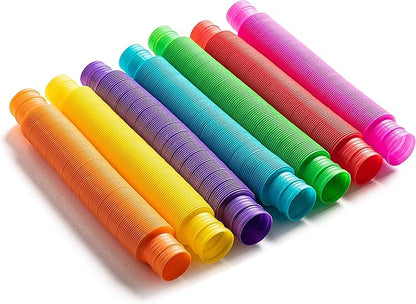 Special Supplies Fun Pull and Stretch Tubes for Kids - Pop, Bend, Build, and Connect Toy, Provide Tactile and Auditory Sensory Play, Colorful, Heavy-Duty Plastic (16-Pack Primary Colors)