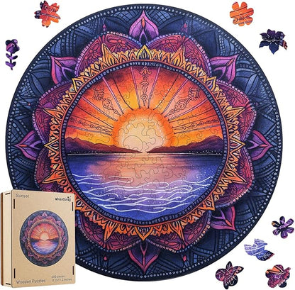 Wooden Jigsaw Puzzles Sunset 500 Pieces, Jigsaw Puzzles for Adults, Unique Shape Animal Adult Puzzles, Irregular Wood Puzzles Best Gift for Adults Family Game(16.7 x 16.7 in)