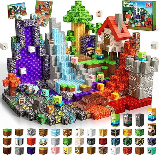 400 PCS Magnetic Blocks - Building Block for Kids Ages 4-8, Magnet Blocks Cubes Tiles Constructions Toys Girl Boy, STEM Educational Montessori Stacking Toy, Sensory Play Game Preschool Learning Gifts