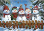 Winter Snowmen Christmas Jigsaw Puzzle 1000 Pieces for Adults Festive Holiday Scene with Birds & Snowy Fence Puzzle with Letters on Back Family Challenge Perfect for Game Night (27.6x19.7 Inch