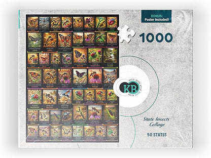 MyPuzzle Collage: State Insects Poster, Vol.1 - Premium 1000 Piece Jigsaw Puzzle for Adults