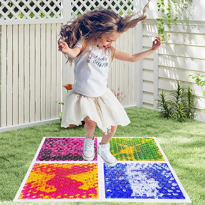 Liquid Lava Tiles for Kids： 11.8x11.8 in Educational Play Mat with Non-Slip Base Develop Motor Skills & Creativity for Children 3-12 Years (4 Pack D)