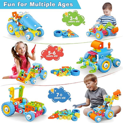 MOONTOY STEM Toys for 3 4 5 6 7 8+ Year Old Boy Easter Gifts Easter Basket Stuffers, Toddler 3-5 Block Stem Kits Building Toys for Kids Ages 4-8 5-7 6-8 4-6 8-12 Erector Set Creative Activities 118pcs