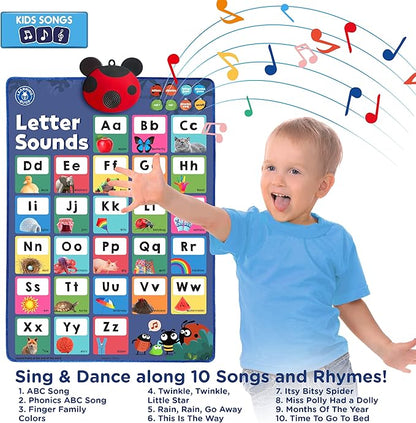 LEARNING BUGS Press to Learn Phonics, Interactive Letters and Sounds Talking Poster, Preschool & Kindergarten Learn to Read, Ages 3+