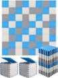 Shihanee Foam Floor Baby Tiles Foam Floor Mats Play Mats Bulk with Borders Interlocking for Kids Baby Playroom Nursery Gym (White, Gray, Blue,64ft)