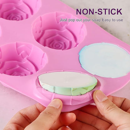 Rose Silicone Molds - 2 Pack Handmade Large Rose Flower Soap Mold - Food Grade DIY Bar Mould for 3D Soap, Mousse, Muffin, Cake, Chocolate, Jelly, Resin, Candle - Just Pop Out & Dishwasher Safe